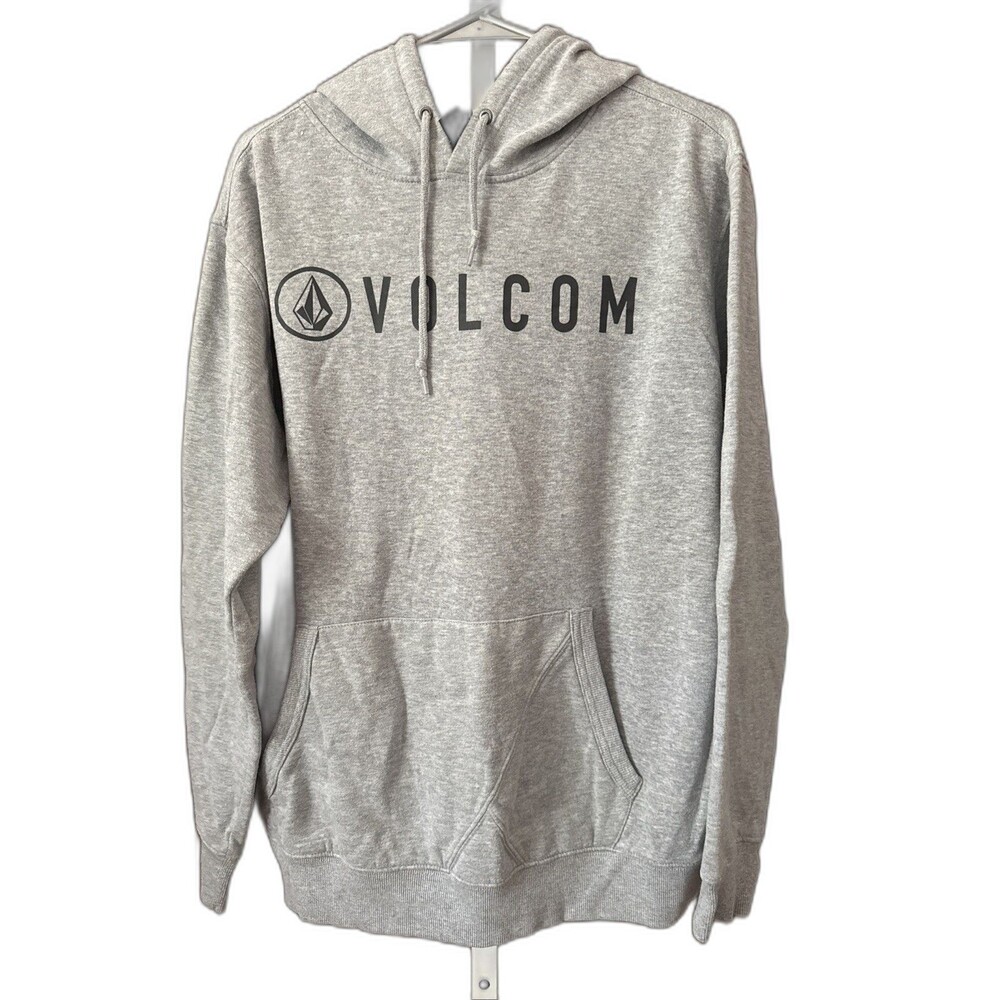Vintage Y2K Volcom Logo Spell Out Hooded Men’s XL Gray Skate Sweatshirt